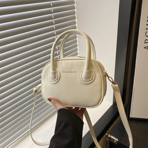 Damen Mode PU Leder Mini Boston Handtasche Minimalistisch Goldene Hardware Verstellbarem Schultergurt Alltag Umhängetasche