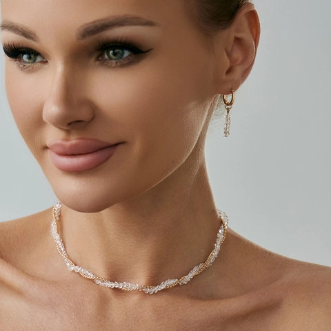 Collar Y Pendientes Para Mujer Aleación Colgante Corazón Cuentas De Cristal Borla Margarita Joyería Elegante