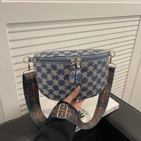 Borsa A Tracolla A Mezzaluna Con Stampa Monogram Vintage Borsa Da Petto In Pelle PU Con Tracolla Larga Etnica Donna