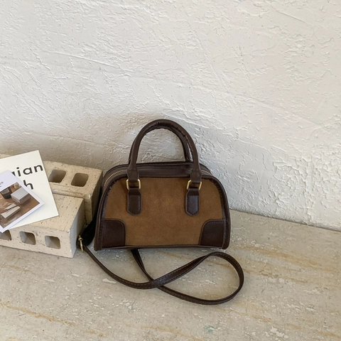 Damen Retro PU Leder Boston Handtasche Minimalistisch Einfarbig Umhängetasche Für Den Täglichen Weg Büro Dame Tote