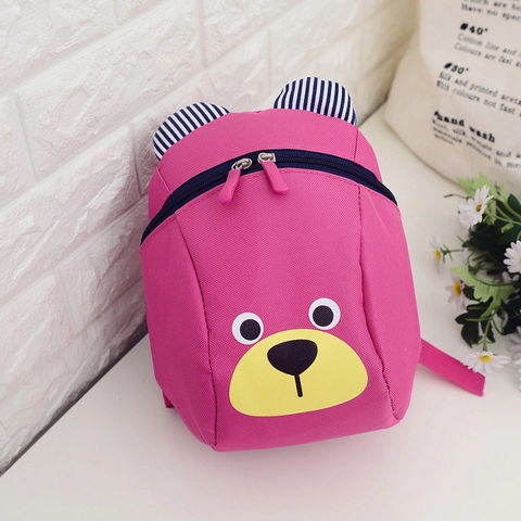 Toddler Kids Cartoon Bear Backpack With Anti-Lost Strap Canvas Nylon School Bag For Boys Girls Kindergarten Pre-School