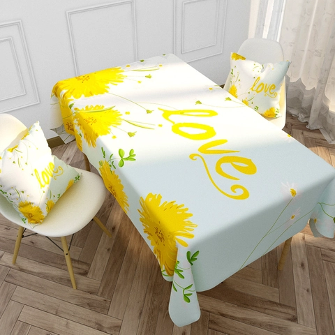 Waterproof Polyester Linen Tablecloth Pillow Covers Nordic Floral Fruit Printed Washable Dustproof Dining Table Home Decor