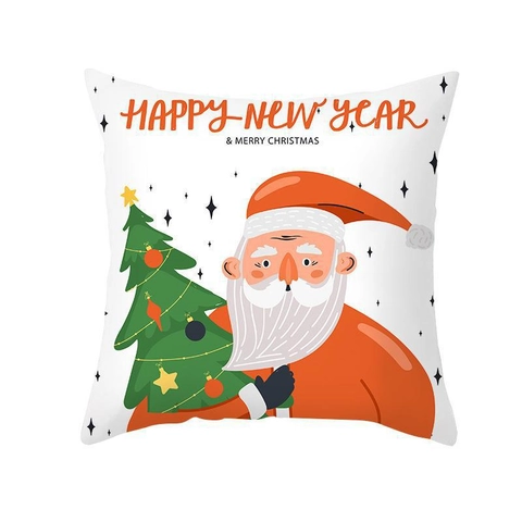 Natale Cartone Animato Babbo Natale Renna Pelle di Pesca Velluto Fodera per Cuscino Festivo Divano Decorativo Copricuscino Vacanza Casa Arredamento