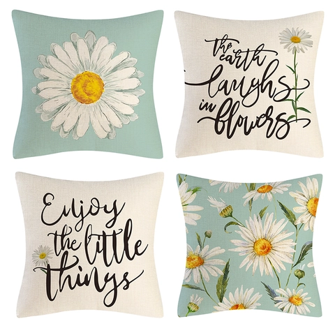 Linen Decorative Throw Pillow Covers Floral Tropical Plant Ocean Animal Pattern Holiday Cushion Cases For Sofa Couch Home Decor