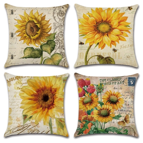Leinen Kissenbezüge Dekorative Kissenhüllen Sofa Deko Blumen Mandala Weihnachten Landschaft Muster Quadratisch Kissenbezüge