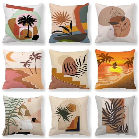 Abstracte Kunst Kussensloop Perzik Huid Fluweel Boho Geometrisch Decoratieve Sierkussenhoes Voor Sofa Huis Decoratie