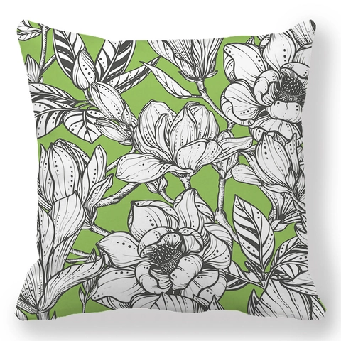 Decorative Pillowcase Peach Skin Velvet Cushion Cover Botanical Flower Plant Print Retro American Home Decor Soft