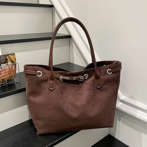 Damen Vintage Mattes Kunstleder Tote Bag Mit Gürteldekoration Große Kapazität Urban Minimalistisch Schultertasche Täglich Pendeln Handtasche