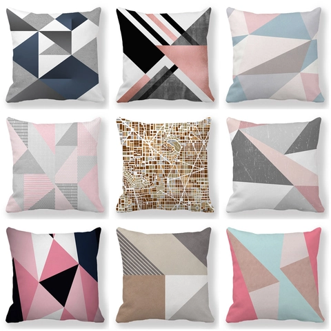 Federa Per Cuscino Geometrica Morbido Peluche Corto Quadrata Copricuscino Decorativo Per Divano Soggiorno Moderno Nordico