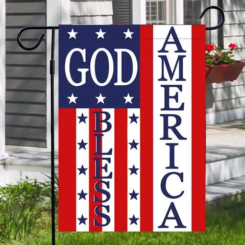 Amerikaanse Patriotische Tuinvlag Linnen Polyester Met Metalen Standaard Weerbestendig Outdoor Werf Decoratie Banner