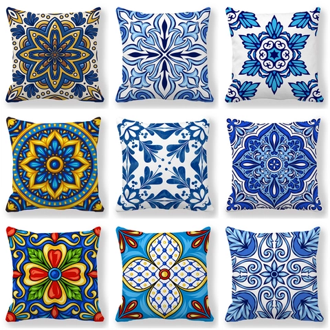 Federa Per Cuscino Motivo Geometrico Boemo Velluto Pelle Di Pesca Morbida Copricuscino Decorativo Divano Stile Mandala