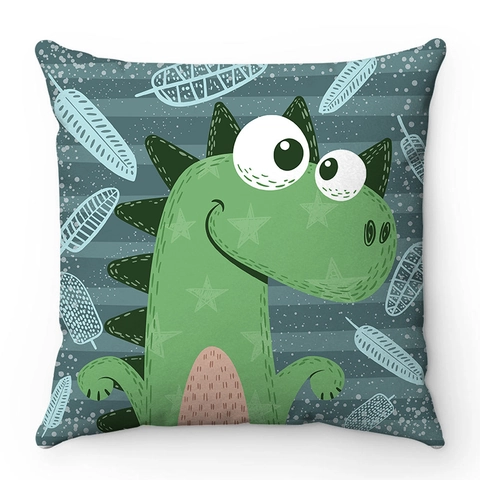 Housse de Coussin Décorative Série Dinosaure Dessin Animé Peluche Courte Douce Carrée Taie d'Oreiller Pour Canapé Salon Décoration