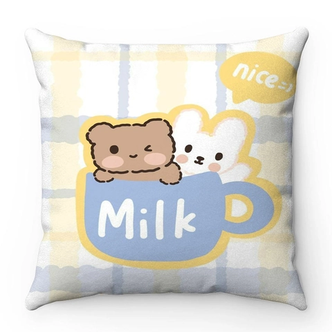 Vierkante Sierkussenhoes Zacht Pluche Cartoon Beer Konijn Patroon Kussenhoes Voor Thuis Sofa Bank Decor Cute