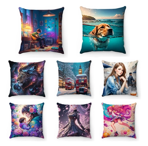 Funda de Almohada Cuadrada Decorativa de Felpa Corta Súper Suave Diseños Artísticos de Animales y Dibujos para Sofá Hogar