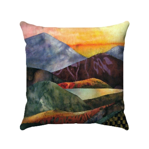 Taie d'Oreiller Art Abstrait Paysage Géométrique Moderne Polyester Peluche Courte Housse de Coussin Décorative Pour Canapé