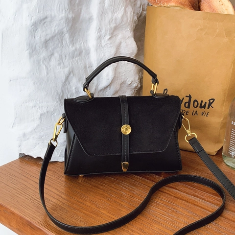 Women Retro PU Leather Patchwork Crossbody Bag Vintage Small Square Shoulder Bag Casual Daily Handbag With Top Handle