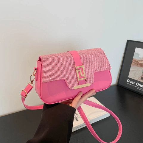 Sac Bandoulière Femme en Cuir Synthétique Patchwork Tissé Boucle Métallique Géométrique Sac à Épaule Style Selle Sous-bras