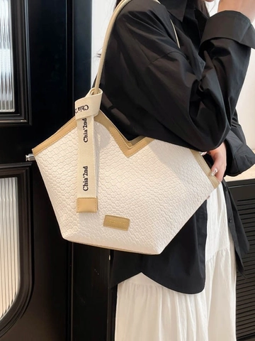 Borsa Tote in Pelle PU Retro a Grande Capacità per Donna Vintage Texture Intrecciata a Coccodrillo Apertura a V Borsa a Tracolla da Pendolarismo