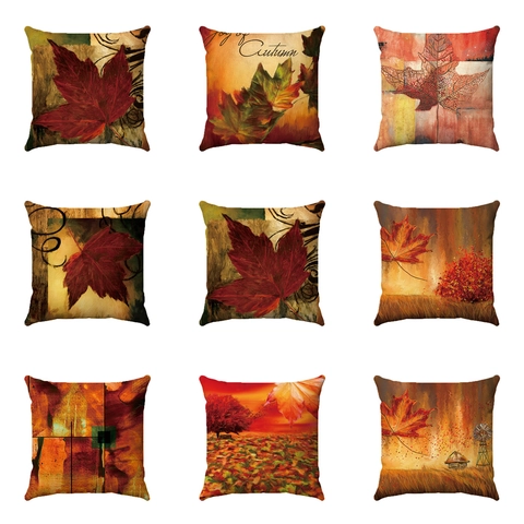 Herbst Ahornblatt Kissenbezug Weicher Kurzplüsch Ölgemälde Erntedankfest Thema Kissenhülle Für Sofa Wohnzimmer
