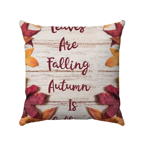 Housse de Coussin Décorative Automne Action de Grâce Feuilles d'Érable Grain de Bois Peluche Courte Super Douce Carrée Sofa