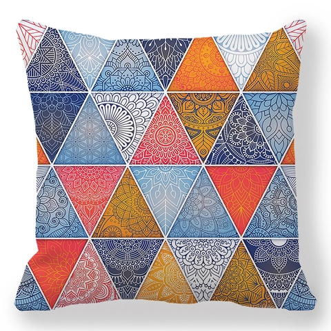 Fodera Per Cuscino Bohémien Etnico Geometrico Mandala Pelle Di Pesca Poliestere Morbido Quadrato Decorazione Divano