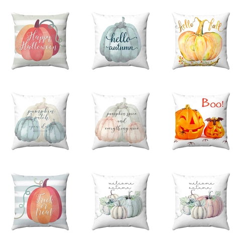 Halloween Autumn Pumpkin Throw Pillow Case Soft Short Plush Decorative Cushion Cover For Sofa Living Room Thanksgiving