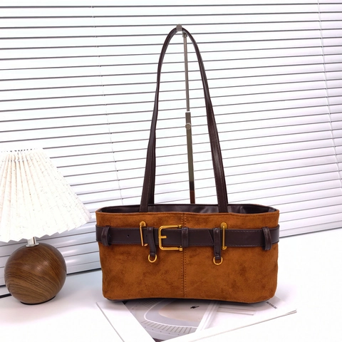 Bolso de Hombro Baguette de Cuero PU Vintage para Mujer Color de Contraste Bolso Casual para Debajo del Brazo Bolso Tote Hebilla