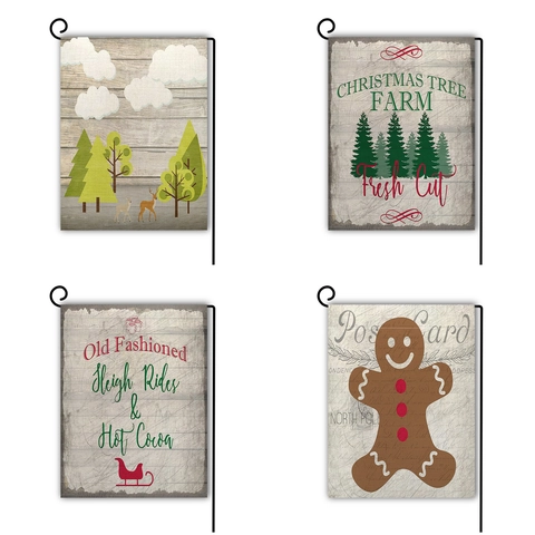 Linen Christmas Garden Flag Double Sided Holiday Outdoor Yard Decoration With Festive Patterns Vertical House Banner