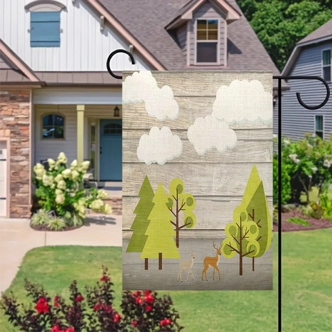 Linen Christmas Garden Flag Double Sided Holiday Outdoor Yard Decoration With Festive Patterns Vertical House Banner
