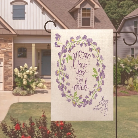 Mother's Day Linen Blend Placemat Floral Lettering Heat Resistant Table Mat Kitchen Dining Room Decorative Place Mats