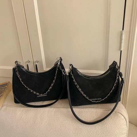 Borsa Hobo Sottobraccio In Pelle PU Opaca Retro Da Donna Con Tracolla A Catena In Metallo Borsa A Spalla A Mezzaluna