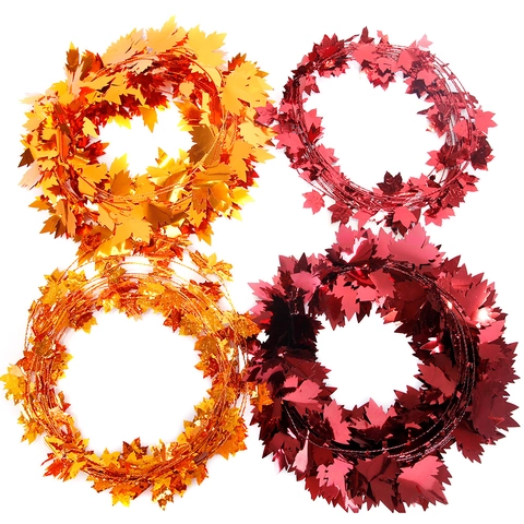 Ghirlanda di Foglie d'Acero del Giorno del Ringraziamento Decorazione del Festival del Raccolto Autunnale Filo di Ferro per Scale Porta Ornamento Casa
