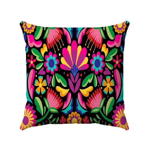 Mexikanischer Stil Zucker Totenkopf Blumenmuster Kurzplüsch Dekokissenbezug Für Sofa Wohnzimmer Tag Der Toten Home Decor Kissenbezug
