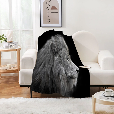 Zwart Wit Dieren Serie Flanellen Deken Realistische Fotografie Leeuw Tijger Zebra Print Zacht Lichtgewicht Plaid Voor Bank