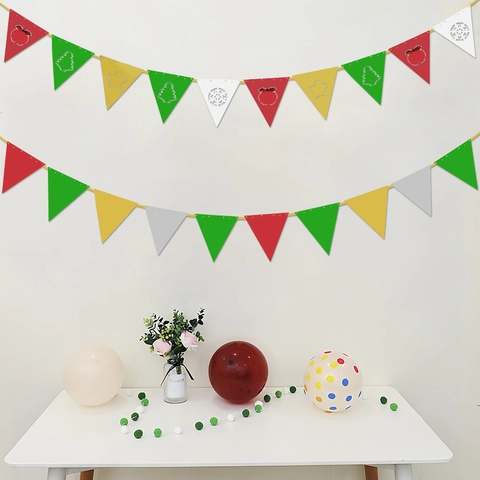 Christmas Decoration PVC Banner Hollow Triangular Flag Bunting For Party Home Background Wall Hanging Decor Colorful Garland