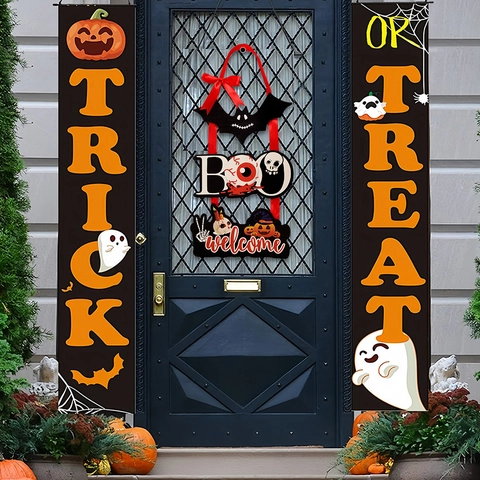 Halloween Holz Hängeschild Geist Skelett Buchstabe Boo Willkommen Türschild Festliche Haus Garten Wanddekoration Partyzubehör