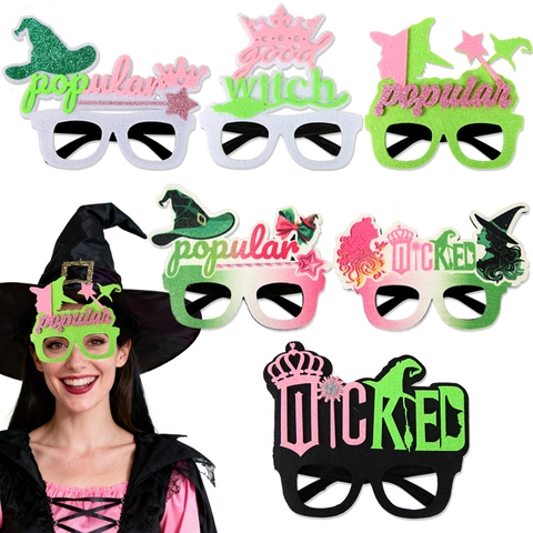 Fantasy Witch Party Glasses Wicked Theme Birthday Decor Glitter Felt Mask Props Witch Hat Crown Star Wand Costume Eyewear