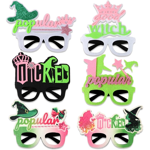 Musical Theme Party Glasses Witch Hat Crown Star Decoration Props Pink Green Glitter Eyewear For Birthday Photo Props Accessories