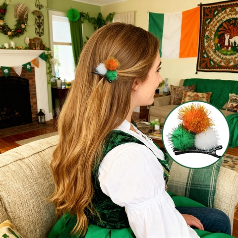 St Patrick's Day Bow Hair Clips For Kids Girls Irish Festival Party Decorations Shamrock Clover Patterns Festive Headgear