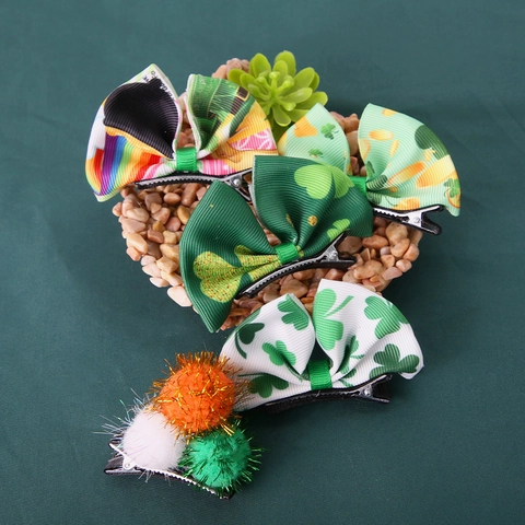 St Patrick Day Haarklammern Klee Kleeblatt Band Schleifen Haarnadeln Irische Party Dekorationen Für Damen Mädchen Haarschmuck