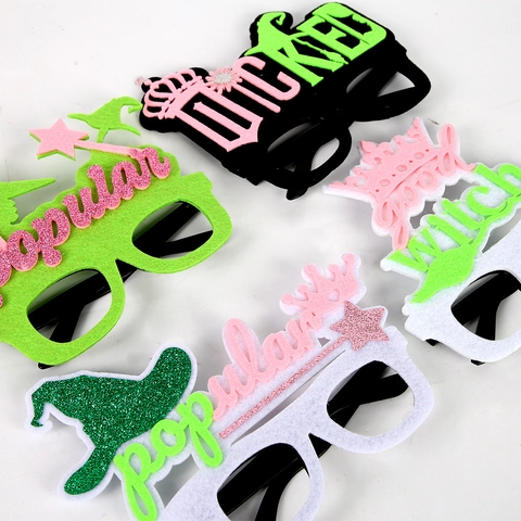 Musical Theme Party Glasses Witch Hat Crown Star Decoration Props Pink Green Glitter Eyewear For Birthday Photo Props Accessories