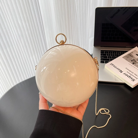 Luxury Acrylic Sphere Evening Clutch Bag For Women Small Round Ball Crossbody Chain Bag Elegant Banquet Party Wedding Purse