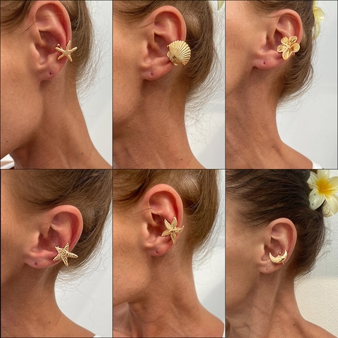 Starfish Shell Flower Sun Moon Ear Cuffs Alloy Non Pierced Clips Vintage Fashion Vacation Jewelry For Women