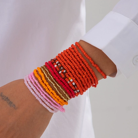 Braccialetti Sovrapponibili In Perline Multicolore Bohémien Gioielli Colorati Fatti A Mano Per Donna Spiaggia Estate