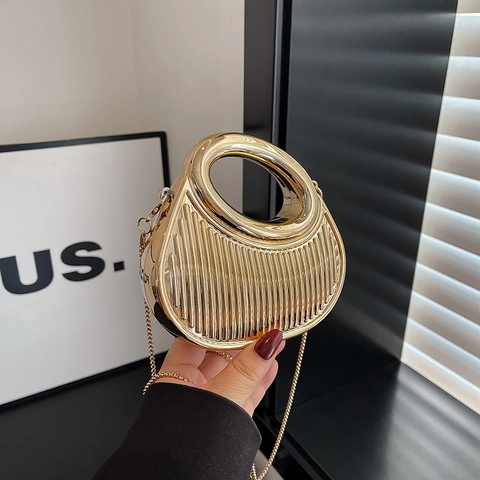 Acrylic Vertical Stripe Evening Bag Fashion Niche Box Handbag With Metal Chain Shoulder Strap For Women Party Crossbody Bag