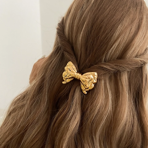 Fashion Metal Hair Ties For Women Alloy Gold Silver Bowknot Flower Heart Clover Leaf Geometric Square Elastic Hair Rope Ponytail Holder Hair Accessories