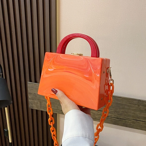 Damen Acryl Tasche Marmormuster Mit Harzkette Vintage Stil Hartschale Clutch Handtasche Für Partys Und Abendveranstaltungen