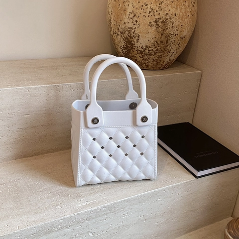 EVA Wasserdicht Einkaufstasche Für Damen Sommer Strand Reise Rautenmuster Ausschnitt Leichte Handtasche Outdoor Einkaufskorb