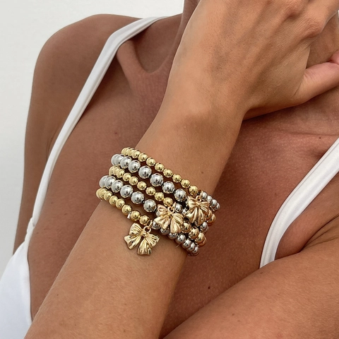 Bracelets Perles Matériau CCB Alliage Avec Pendants Nœud Multi Couches Superposables Style Mode Pour Femmes