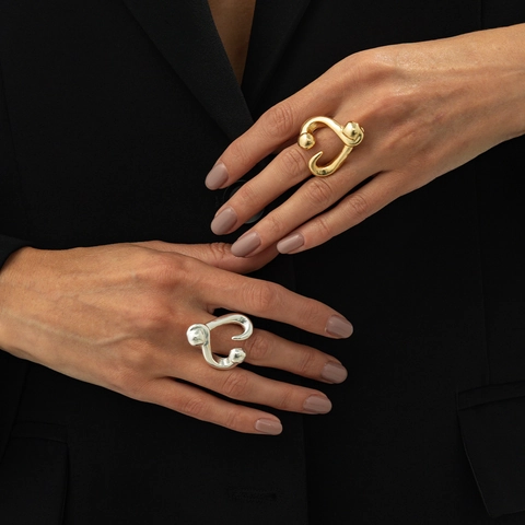 Irregular Wrinkled Alloy Open Ring Adjustable Abstract Heart Minimalist Textured Fashion Statement Jewelry For Women